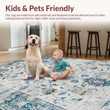 Ultra Soft Area Rug, Non Slip, Stain Resistant, Washable Area Rugs for Living Room, Bedroom, Contemporary Gray Tiled Design(Beige)