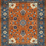 Ultra Soft Area Rug, Non Slip, Stain Resistant, Washable Area Rugs for Living Room, Bedroom, Eclectic Paisley Floral Fusion(Orange)