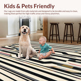 Ultra Soft Area Rug, Non Slip, Stain Resistant, Washable Area Rugs for Living Room, Bedroom, Geometric Serpentine Runner: Black & White Striped Entryway Rug(Black)