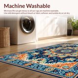 Ultra Soft Area Rug, Non Slip, Stain Resistant, Washable Area Rugs for Living Room, Bedroom, Colorful Abstract Geometric Motif(Blue)