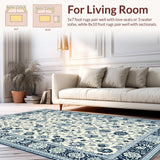 Ultra Soft Area Rug, Non Slip, Stain Resistant, Washable Area Rugs for Living Room, Bedroom, Luxurious Earth Tone Symmetry(White)