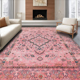 Ultra Soft Area Rug, Non Slip, Stain Resistant, Washable Area Rugs for Living Room, Bedroom, Artistic Earthy Toned Floral Design(Pink)