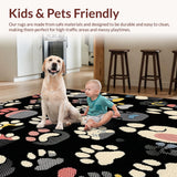 Ultra Soft Area Rug, Non Slip, Stain Resistant, Washable Area Rugs for Living Room, Bedroom, Cute Child-Friendly Paw Design(Black)