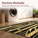 Ultra Soft Area Rug, Non Slip, Stain Resistant, Washable Area Rugs for Living Room, Bedroom, Stylish Geometric Patterned Aesthetic(Gold)