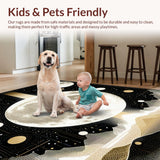 Ultra Soft Area Rug, Non Slip, Stain Resistant, Washable Area Rugs for Living Room, Bedroom, Modern Cosmic Symbolism Rug(Gold)