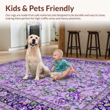 Ultra Soft Area Rug, Non Slip, Stain Resistant, Washable Area Rugs for Living Room, Bedroom, Serene Lavender Leaf Pattern(Purple)