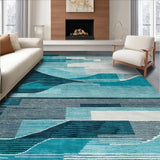 Ultra Soft Area Rug, Non Slip, Stain Resistant, Washable Area Rugs for Living Room, Bedroom, Elegant Abstract Teal Grey Composition(Blue)