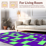 Ultra Soft Area Rug, Non Slip, Stain Resistant, Washable Area Rugs for Living Room, Bedroom, Whimsical Multicolored Symmetrical Pattern(Purple)
