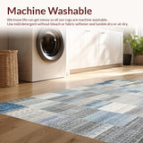 Ultra Soft Area Rug, Non Slip, Stain Resistant, Washable Area Rugs for Living Room, Bedroom, Beige Blue Geometric Patchwork Area Unique Floor Decor(Gray)