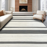 Ultra Soft Area Rug, Non Slip, Stain Resistant, Washable Area Rugs for Living Room, Bedroom, Trendy Striped Organic Visual Harmony(White)