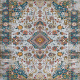 Ultra Soft Area Rug, Non Slip, Stain Resistant, Washable Area Rugs for Living Room, Bedroom, Chic Distressed Geometric Design(Gray)