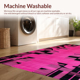 Ultra Soft Area Rug, Non Slip, Stain Resistant, Washable Area Rugs for Living Room, Bedroom, Vibrant Animal Motif Chic(Pink)
