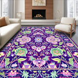 Ultra Soft Area Rug, Non Slip, Stain Resistant, Washable Area Rugs for Living Room, Bedroom, Artful Purple and Green Harmony(Purple)