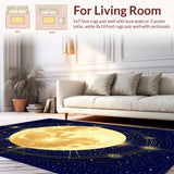 Ultra Soft Area Rug, Non Slip, Stain Resistant, Washable Area Rugs for Living Room, Bedroom, Astrology Sun and Moon Living Room Rug(Gold)