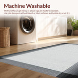 Ultra Soft Area Rug, Non Slip, Stain Resistant, Washable Area Rugs for Living Room, Bedroom, Modern Elegance Black Squares(Gray)