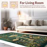 Ultra Soft Area Rug, Non Slip, Stain Resistant, Washable Area Rugs for Living Room, Bedroom, Artistic Earthy Mushroom Motif(Green)