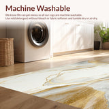 Ultra Soft Area Rug, Non Slip, Stain Resistant, Washable Area Rugs for Living Room, Bedroom, Luxurious Beige Bathroom Abstract Marble Stone Design(White)
