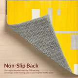 Ultra Soft Area Rug, Non Slip, Stain Resistant, Washable Area Rugs for Living Room, Bedroom, Contemporary Yellow Boxed Design(Yellow)