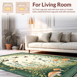 Ultra Soft Area Rug, Non Slip, Stain Resistant, Washable Area Rugs for Living Room, Bedroom, Vibrant Insect Floral Fusion(Green)