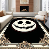 Ultra Soft Area Rug, Non Slip, Stain Resistant, Washable Area Rugs for Living Room, Bedroom, Dark Playful Skull Artwork(White)