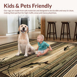 Ultra Soft Area Rug, Non Slip, Stain Resistant, Washable Area Rugs for Living Room, Bedroom, Earthy Tones with Fishing Motif(Brown)
