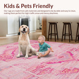 Ultra Soft Area Rug, Non Slip, Stain Resistant, Washable Area Rugs for Living Room, Bedroom, Whimsical Stylish Textured Layers(Pink)