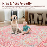 Ultra Soft Area Rug, Non Slip, Stain Resistant, Washable Area Rugs for Living Room, Bedroom, Serene Creamy Lotus Design(Pink)
