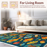 Ultra Soft Area Rug, Non Slip, Stain Resistant, Washable Area Rugs for Living Room, Bedroom, Multicolour Fishing Lure Boys Bedroom Rug(Blue)