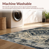 Ultra Soft Area Rug, Non Slip, Stain Resistant, Washable Area Rugs for Living Room, Bedroom, Rustic Vintage Tumbled Texture(Black)