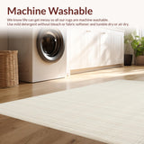 Ultra Soft Area Rug, Non Slip, Stain Resistant, Washable Area Rugs for Living Room, Bedroom, Serene Creamy Geometric Flow(Beige)