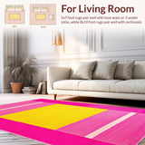 Ultra Soft Area Rug, Non Slip, Stain Resistant, Washable Area Rugs for Living Room, Bedroom, Charming Bright Colorful Pattern(Pink)