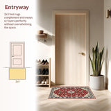 Ultra Soft Area Rug, Non Slip, Stain Resistant, Washable Area Rugs for Living Room, Bedroom, Vibrant Geometric Blossom Arrangement(Red)