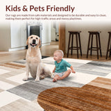 Ultra Soft Area Rug, Non Slip, Stain Resistant, Washable Area Rugs for Living Room, Bedroom, Abstract Animal Inspired Design with Brown and Silver(Beige)