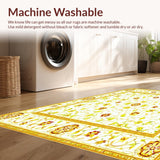 Floral Geometric Area with Cream and Mustard Accents(White)