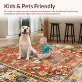 Ultra Soft Area Rug, Non Slip, Stain Resistant, Washable Area Rugs for Living Room, Bedroom, Modern Vibrant Trellis Aesthetic(Red)