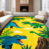 Ultra Soft Area Rug, Non Slip, Stain Resistant, Washable Area Rugs for Living Room, Bedroom, Safari Adventure Dino Playfield(Yellow)