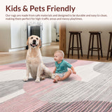 Ultra Soft Area Rug, Non Slip, Stain Resistant, Washable Area Rugs for Living Room, Bedroom, Elegant Muted Pink Geometric Motif(Pink)