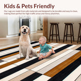 Ultra Soft Area Rug, Non Slip, Stain Resistant, Washable Area Rugs for Living Room, Bedroom, Elegant Striped Earthy Tones(Beige)