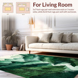 Ultra Soft Area Rug, Non Slip, Stain Resistant, Washable Area Rugs for Living Room, Bedroom, Serene Forest Landscape Visual Appeal(Green)