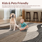 Ultra Soft Area Rug, Non Slip, Stain Resistant, Washable Area Rugs for Living Room, Bedroom, Artful Modern Tiled Composition(Beige)