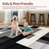 Ultra Soft Area Rug, Non Slip, Stain Resistant, Washable Area Rugs for Living Room, Bedroom, Stylish Gray Tiled Pattern(Gray)