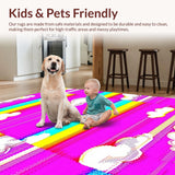 Ultra Soft Area Rug, Non Slip, Stain Resistant, Washable Area Rugs for Living Room, Bedroom, Bright Furry Artistic Expressions(Pink)