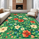 Ultra Soft Area Rug, Non Slip, Stain Resistant, Washable Area Rugs for Living Room, Bedroom, Serene Organic Floral Tapestry(Green)