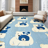 Ultra Soft Area Rug, Non Slip, Stain Resistant, Washable Area Rugs for Living Room, Bedroom, Charming Cartoon Bear Aesthetic(Blue)