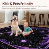 Ultra Soft Area Rug, Non Slip, Stain Resistant, Washable Area Rugs for Living Room, Bedroom, Cosmic Whimsical Star Motif(Purple)