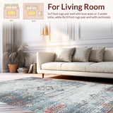 Ultra Soft Area Rug, Non Slip, Stain Resistant, Washable Area Rugs for Living Room, Bedroom, Rustic Distressed Geometric Arrangement(Gray)