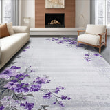 Ultra Soft Area Rug, Non Slip, Stain Resistant, Washable Area Rugs for Living Room, Bedroom, Contemporary Soft Petal Motif(Gray)