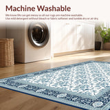 Ultra Soft Area Rug, Non Slip, Stain Resistant, Washable Area Rugs for Living Room, Bedroom, Inviting Pastel Floral Composition(Blue)