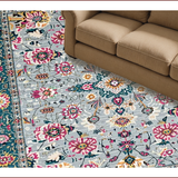 Ultra Soft Area Rug, Non Slip, Stain Resistant, Washable Area Rugs for Living Room, Bedroom, Chic Vintage Floral Arrangement(Gray)