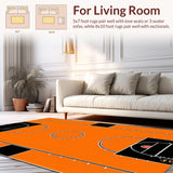 Ultra Soft Area Rug, Non Slip, Stain Resistant, Washable Area Rugs for Living Room, Bedroom, Bold Black and Orange Visual(Orange)
